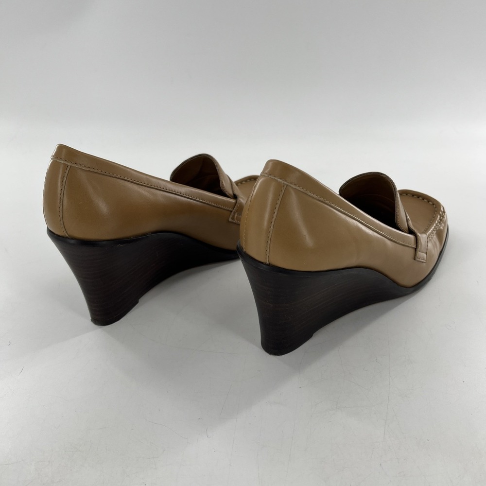Vintage 90s Nine West Wedge Womens Square Toe Pinched Loafers Nude Granny 9.5 M - Picture 8 of 16